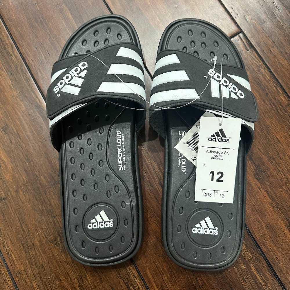 Adidas Men's Adissage Slides - Cloudfoam Size 12 NWT